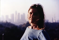 Heather Woodbury overlooking Dodger's Stadium, 2001. Photo: Nick Amato