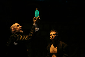 F. Murray Abraham (Barabas) and Arnie Burton (Ithamore) in Marlowe's "Jew of Malta," directed by David Herskovits, Theatre for a New Audience, 2007. Photo credit: Gerry Goodstein