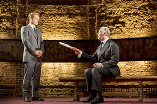 Adam Jones and Tim Pigott-Smith in Mike Barlett's "King Charles III" dir. by Rupert Gould