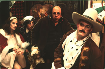 Juliana Francis, T. Ryder Smith, Richard Foreman, and Jay Smith on the set of King Cowboy Rufus Rules the Universe