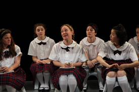 Schoolgirls in "oph3lia." Photo: Carl Skutsch