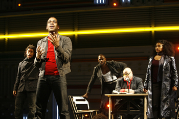 Chad Goodridge, Daniel Breaker, Colman Domingo, Stew and Rebecca Naomi Jones in "Passing Strange," Belasco Theatre, NYC, 2008. Photo: Carol Rosegg.